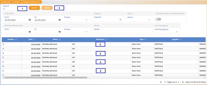 capture liste vehicule en commande myrentcar EN 2