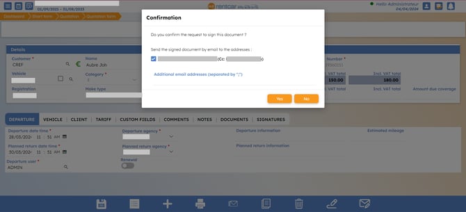 capture utilisation signature electronique myrentcar EN 3